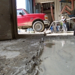  Pogo Mine - Just about finished lifting 2000 sq ft welding bay with embedded 80 lb RR rails in floor with 40 lb cellular grout.