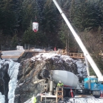 Lowell Cr-2018 M2C1 Const used crane and bucket to dump concrete into carts to transport into tunnel.