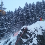 Seward- Lowell Cr Tunnel- M2C1 Const lifting line pump to tunnel entrance for pumping high-strength, 12,000 psi shotcrete.